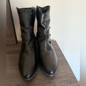 Elegant Black Leather Ankle Booties